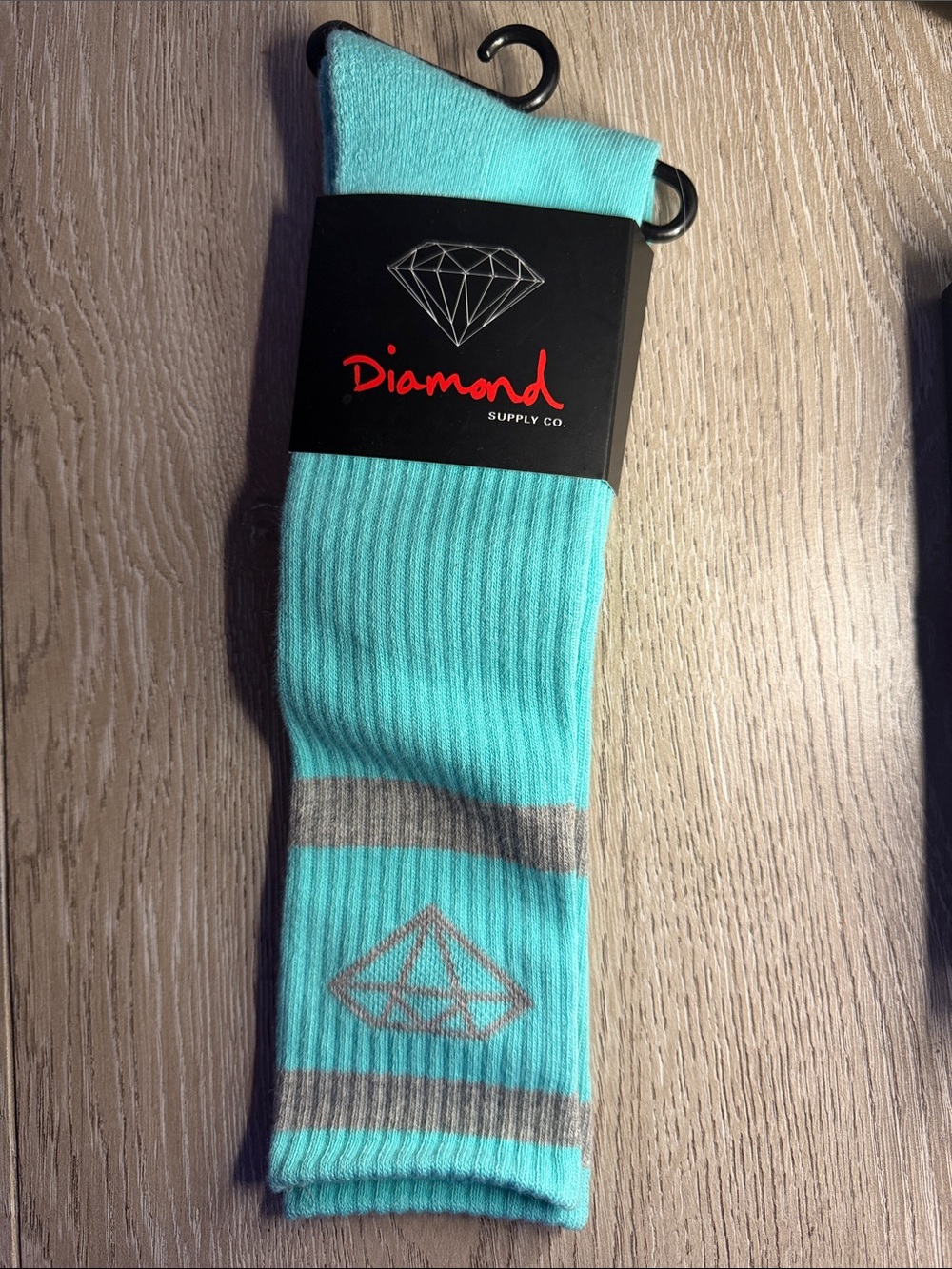 Diamond Supply Co. Aqua Crew Socks with Gray Stripes
